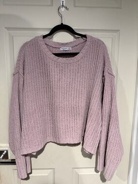 Arizona Jean Company Lavender Waffle Knit Crewneck Sweater